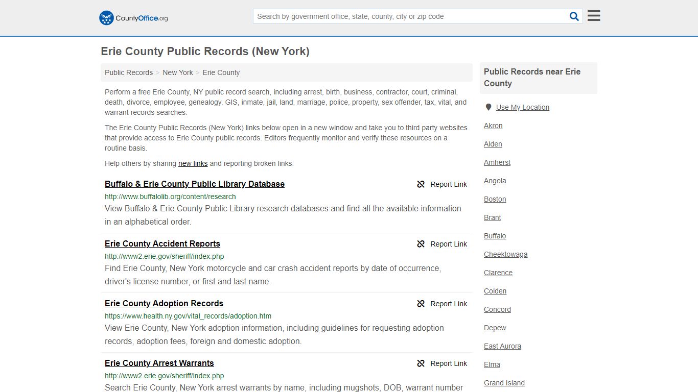 Public Records - Erie County, NY (Business, Criminal, GIS, Property ...