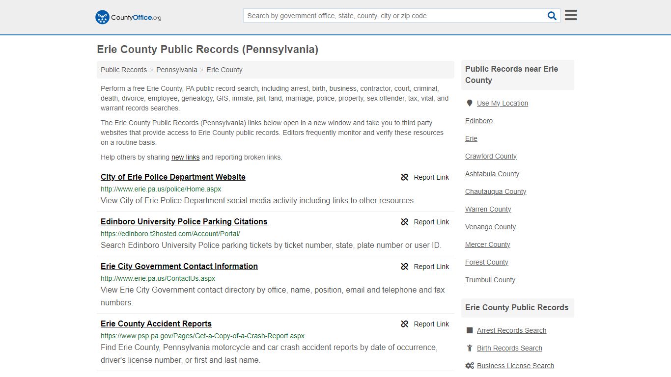 Public Records - Erie County, PA (Business, Criminal, GIS, Property ...